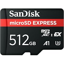 SanDisk microSD Express Card, 512GB mSD card, Read speeds up to